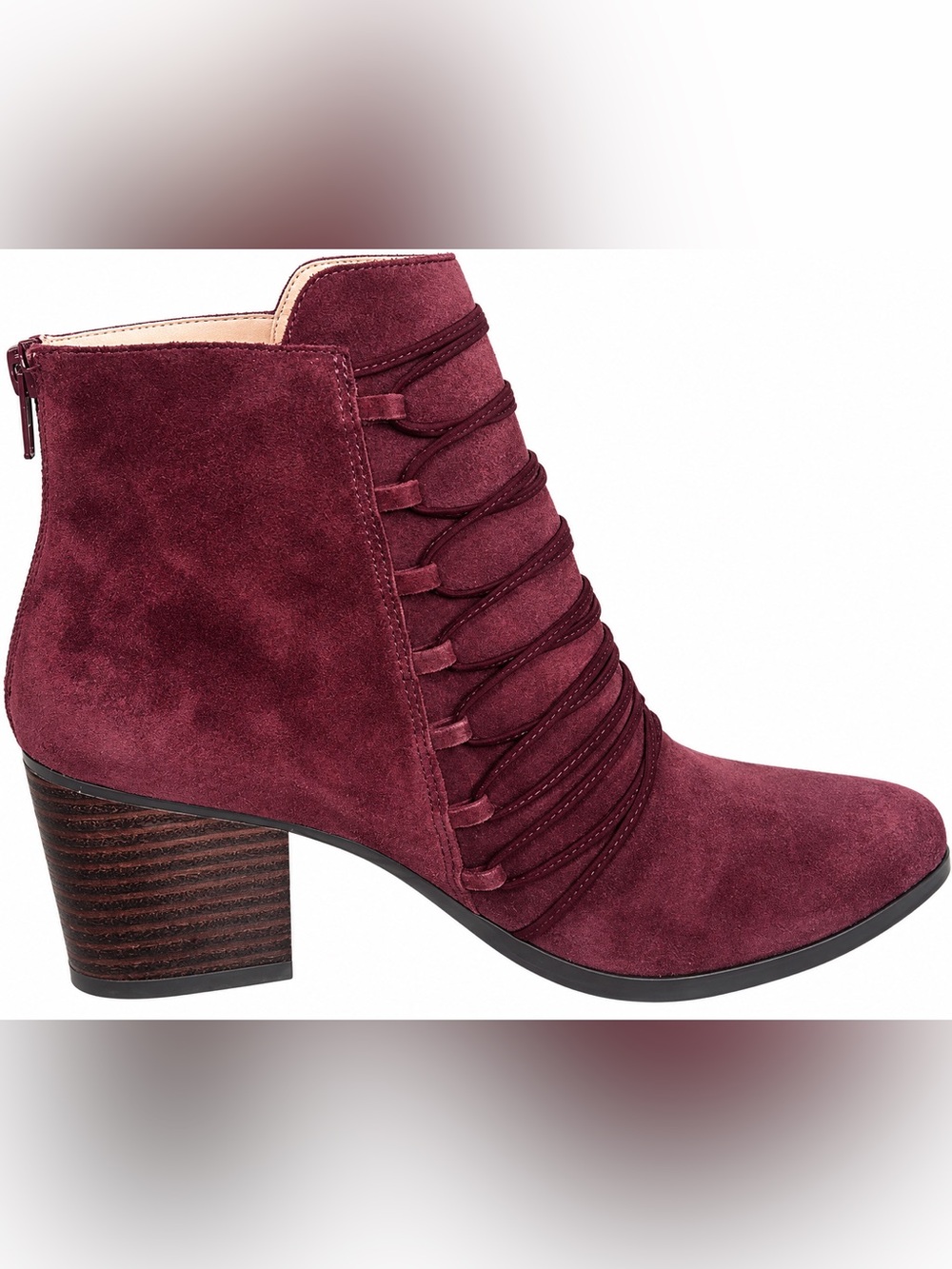 Women’s Sole Society Bellevue Suede Corset Ankle Booties - Bordeaux (Size 7M)